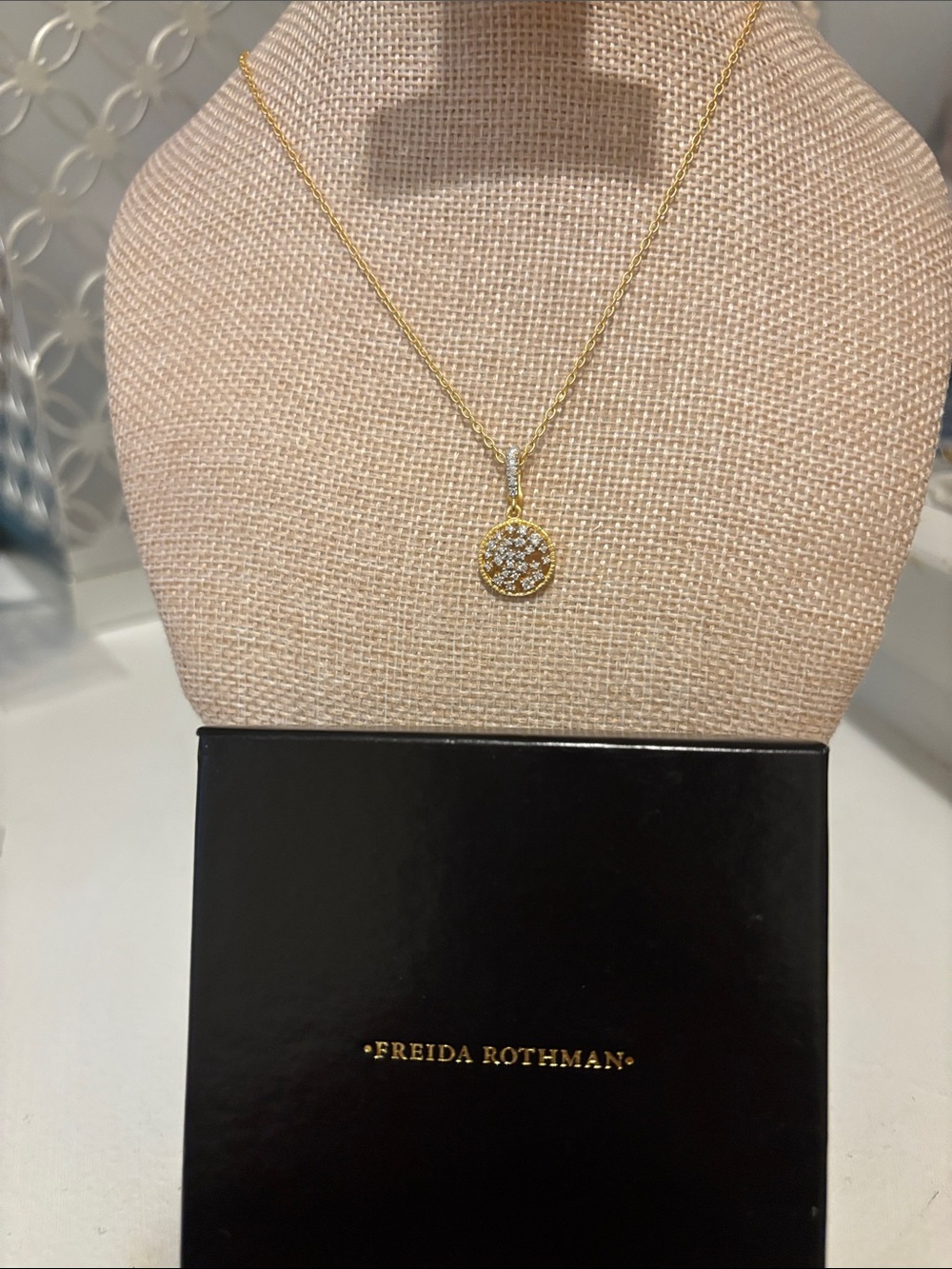 Freida Rothman Gold Pavé Circle Pendant Necklace - Gold